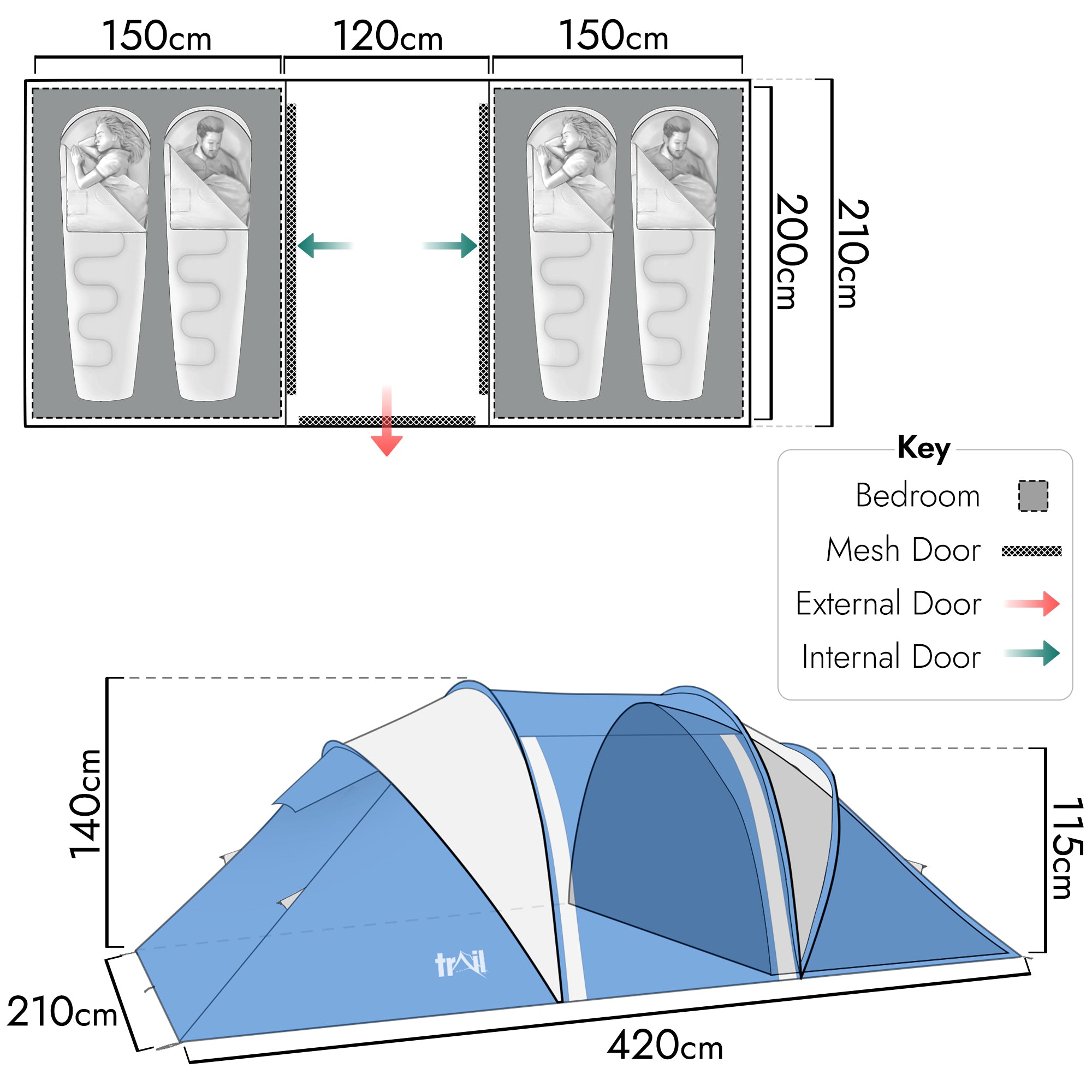 Hartland 4 Man 2 Room Tent