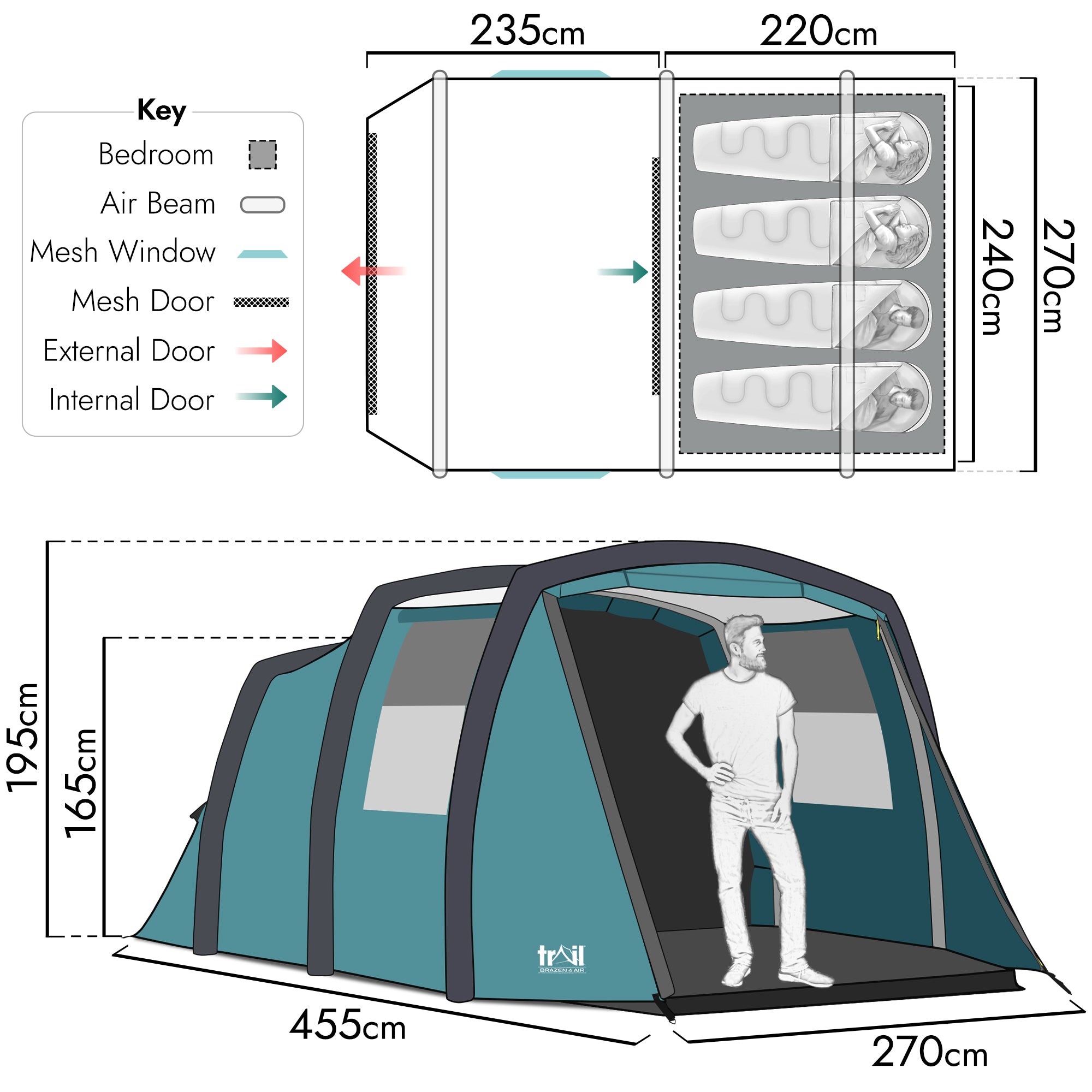 Brazen 4 Man Air Tent 5000mm