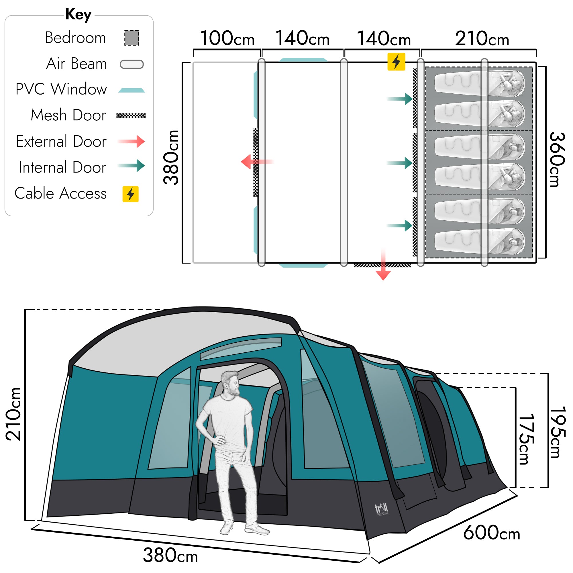 Luxton 6 Man Air Tent – Waterproof 5000mm