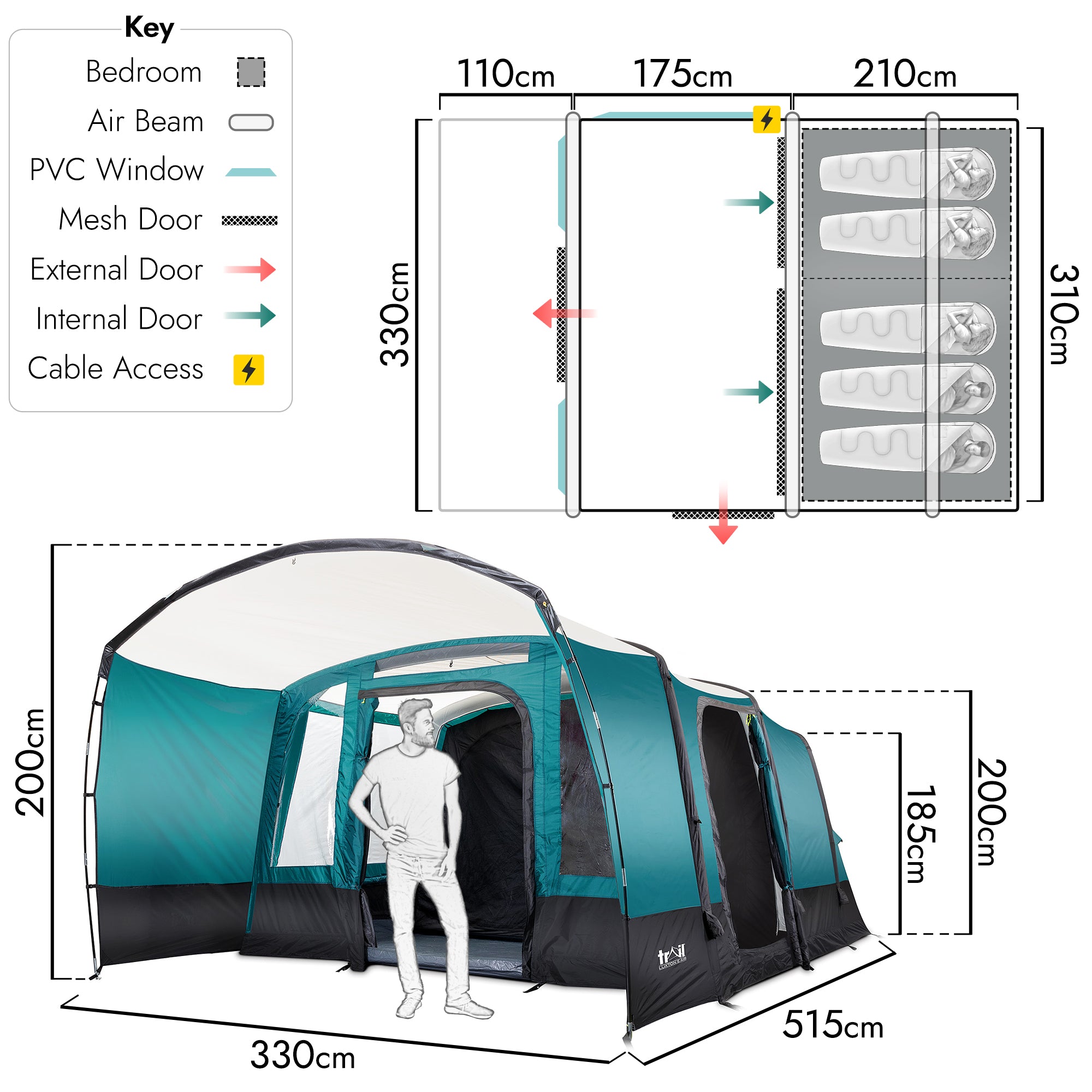Luxton 5 Man Air Tent – Waterproof 5000mm