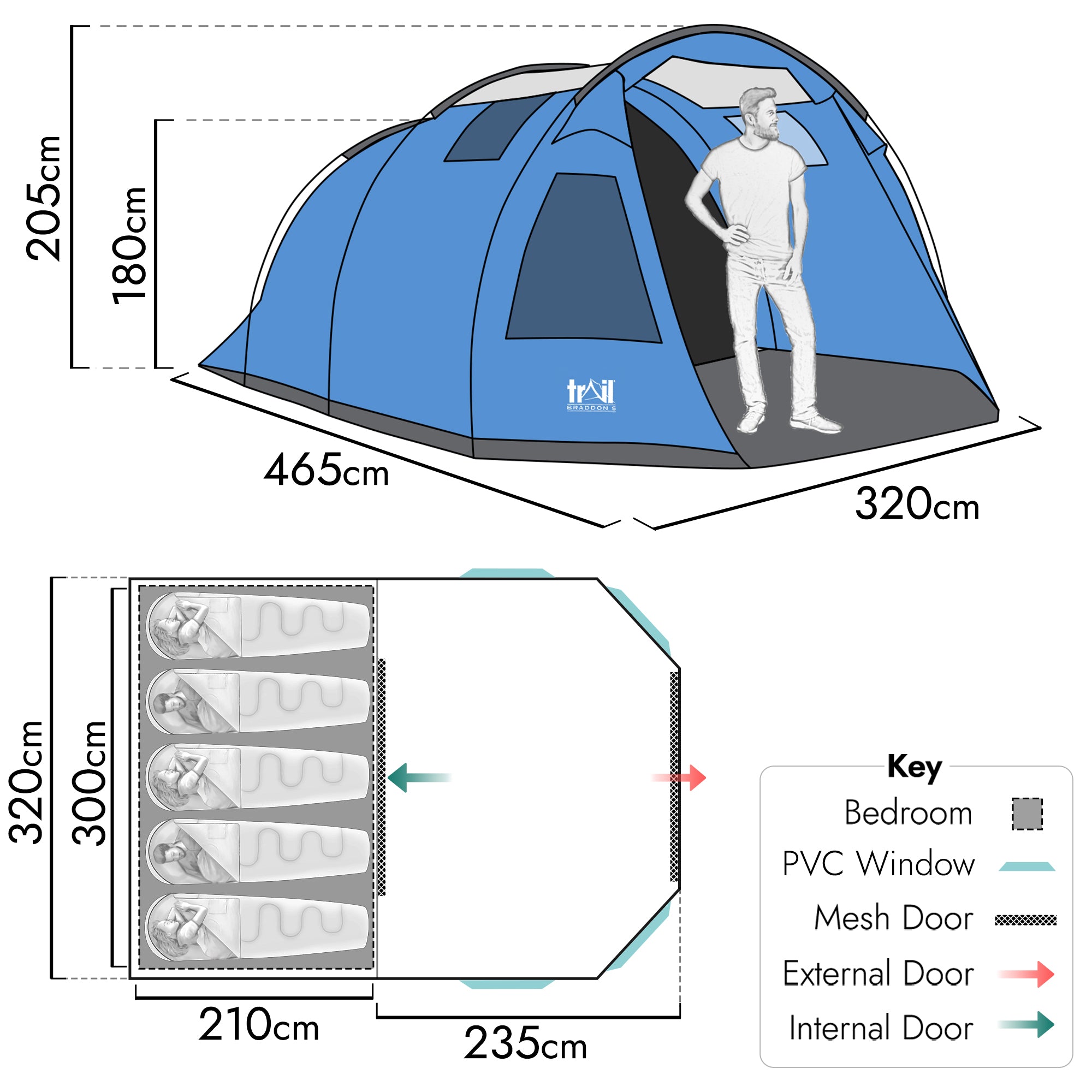 Braddon 5 Man Tent – Waterproof 3000mm