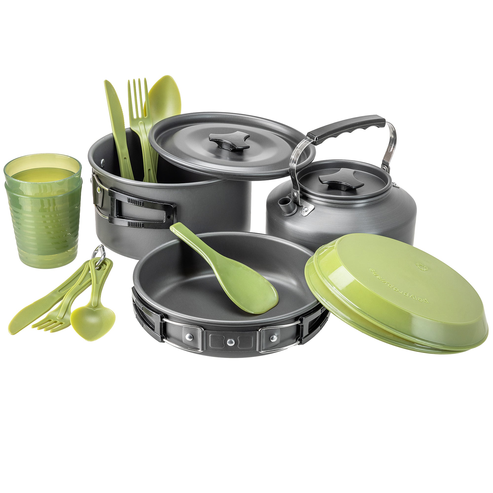 2 Person Camping Cooking Set with Kettle (15pc)