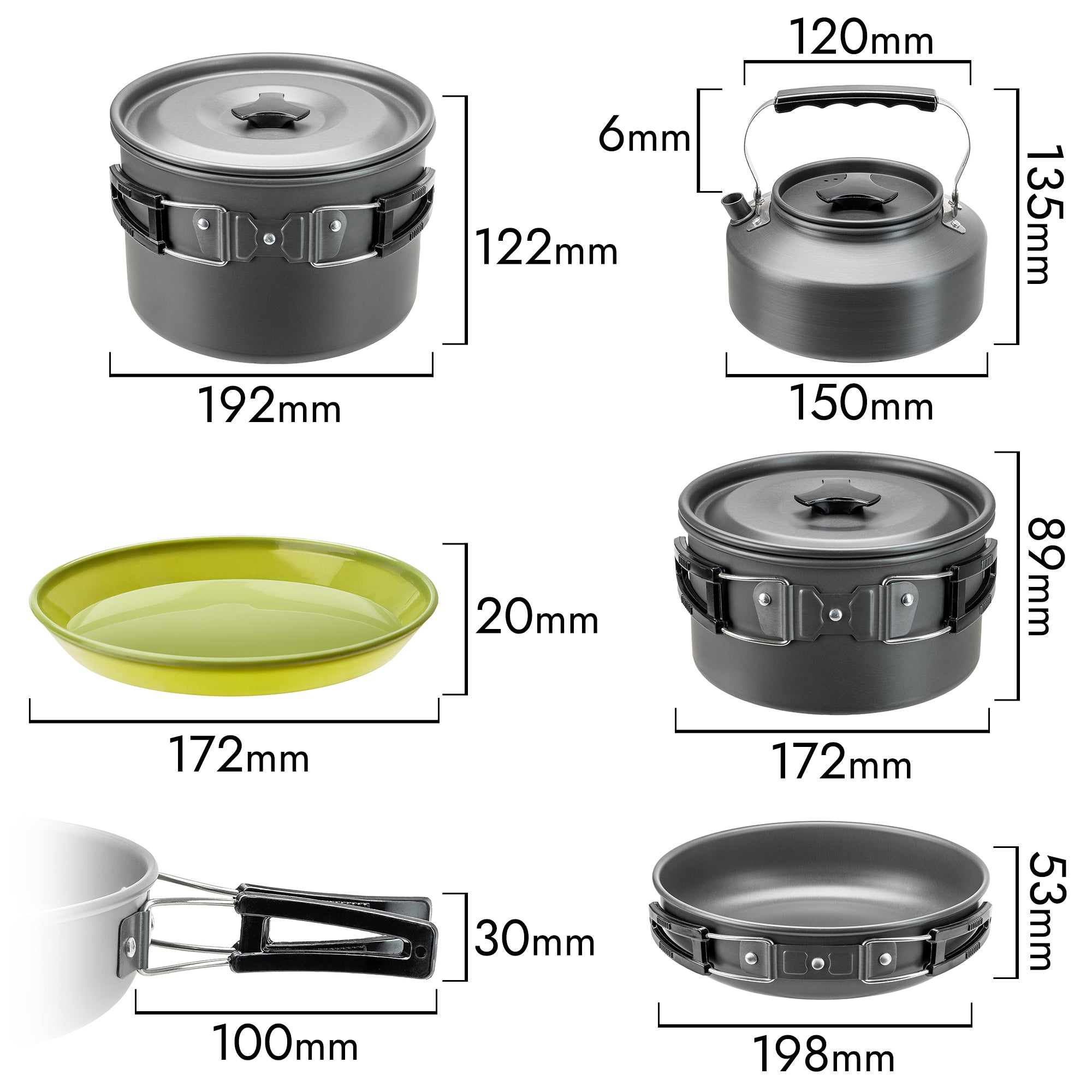 4 Person Camping Cook Set with Kettle