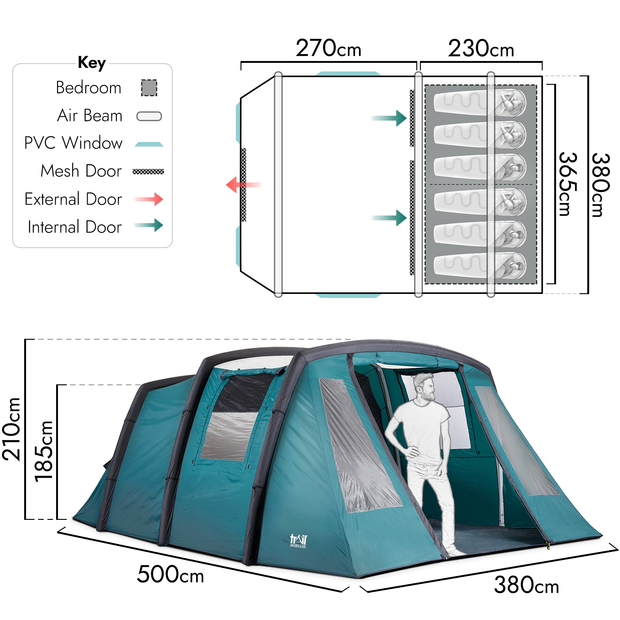 Brazen 6 Man Air Tent – Waterproof 5000mm.